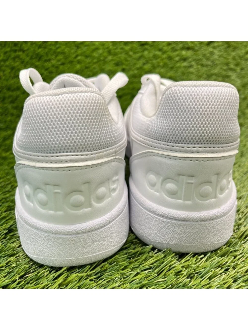 Adidas Hoops 3.0 Womens Size 9 Triple White Athletic Basketball Shoes Sneakers